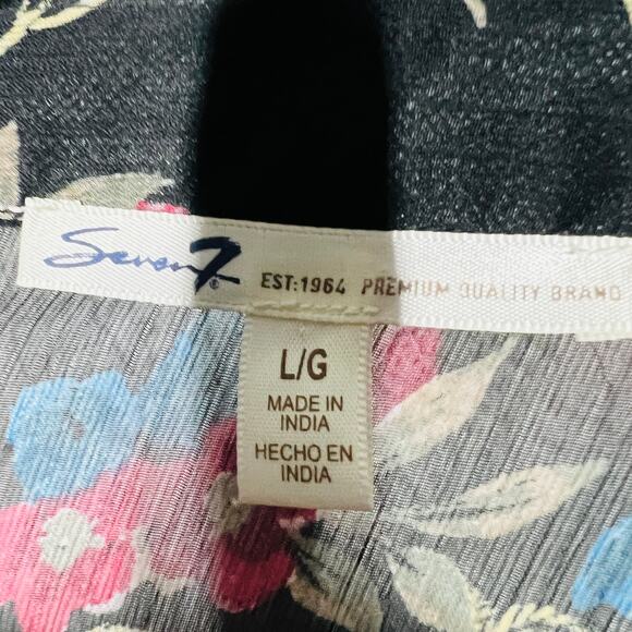 Seven7 Semi Sheer Button Up Shirt Casual Long Sleeve Floral Chain - L - Picture 4 of 4